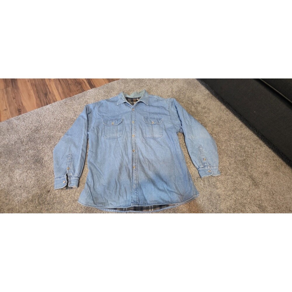 Route 66 Men’s Denim Plaid Lined Long Sleeve Button Up Shirt Jacket X-Large XL